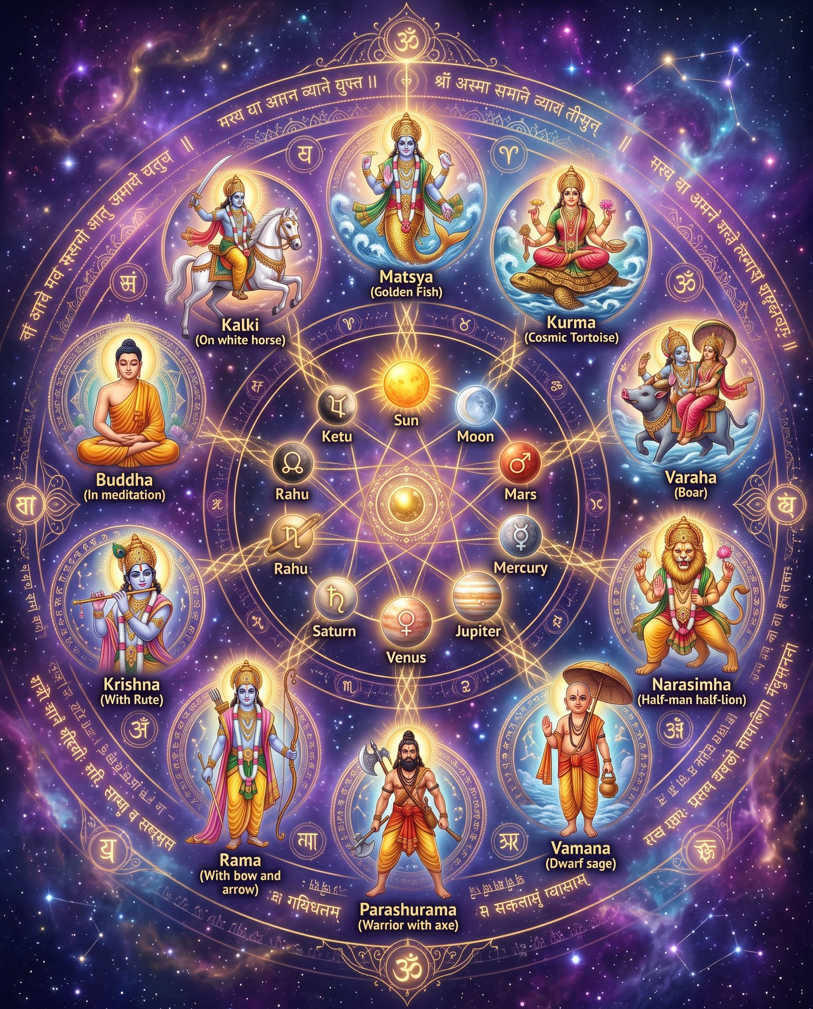 What Is the Hidden Connection Between Vishnu’s 10 Avatars and the Navagraha Planets?